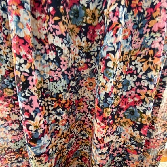 NOBO Pull On Asymmetrical Skirt Navy Blue Pink Ditsy Floral Ruffle - Picture 6 of 12